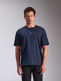 Alpinestars Focused Oversized CSF Tee, Short Sleeve T-Shirt, Navy Blue, small white Astars logo on chest, casual motorsport-inspired streetwear