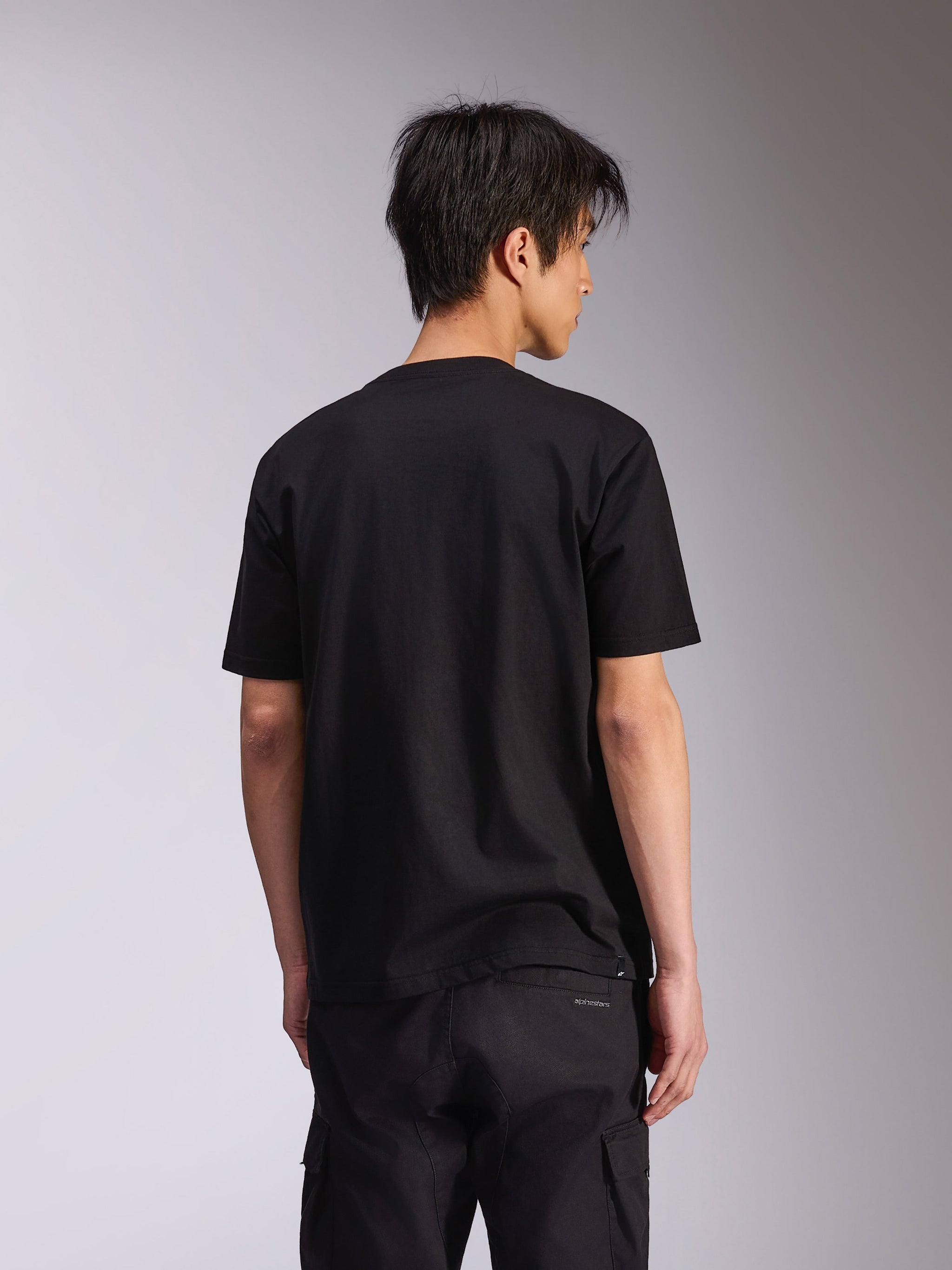 Alpinestars Noka CSF Tee, Short Sleeve T-Shirt, Black, back view, casual motorsport-inspired streetwear
