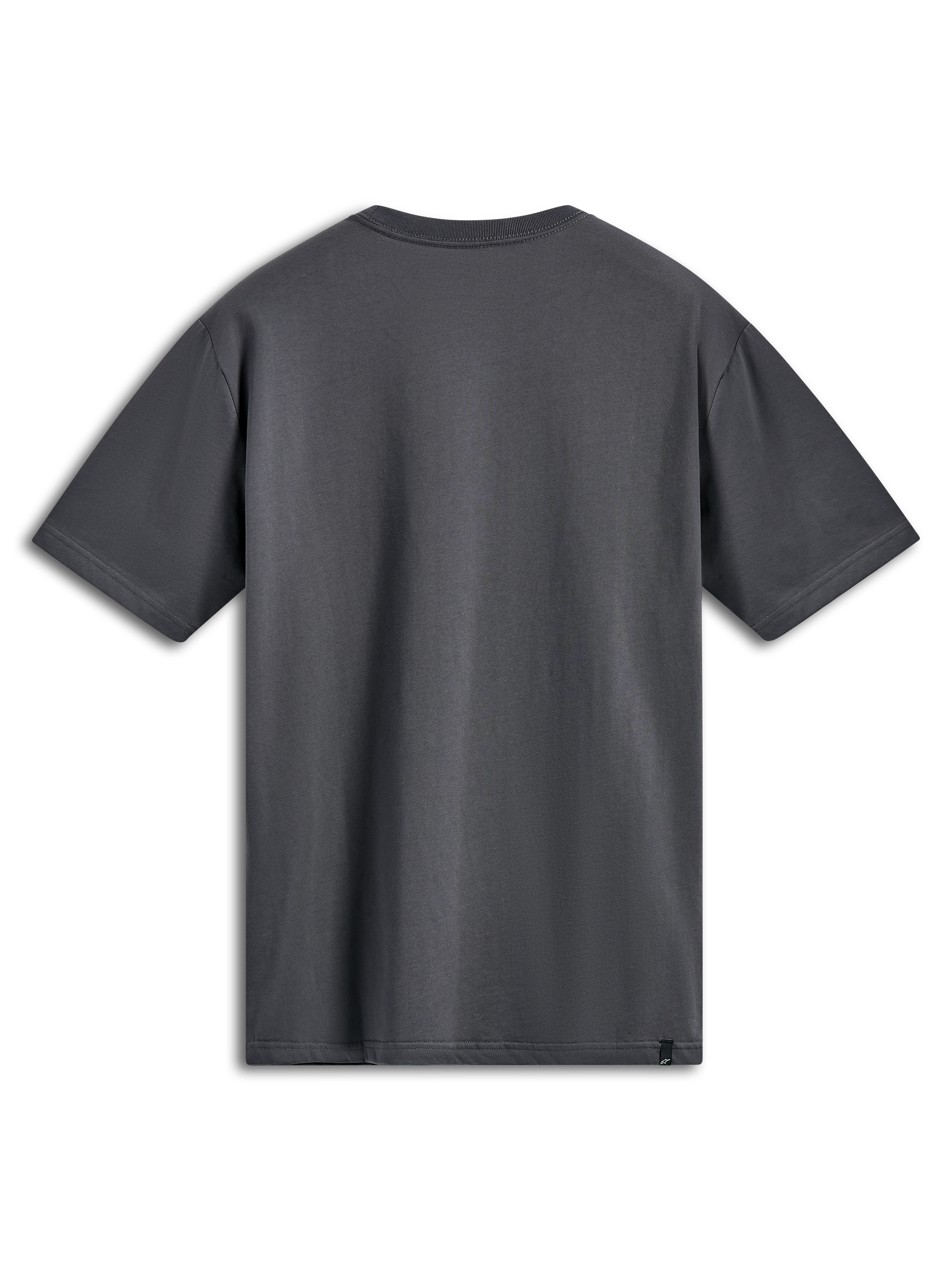 Alpinestars Ellipsoid CSF Tee, Kurzarm-T-Shirt, Anthrazit, Rückansicht, schlichtes Design mit kleinem schwarzem Logo-Etikett am Saum, lässige Sportbekleidung