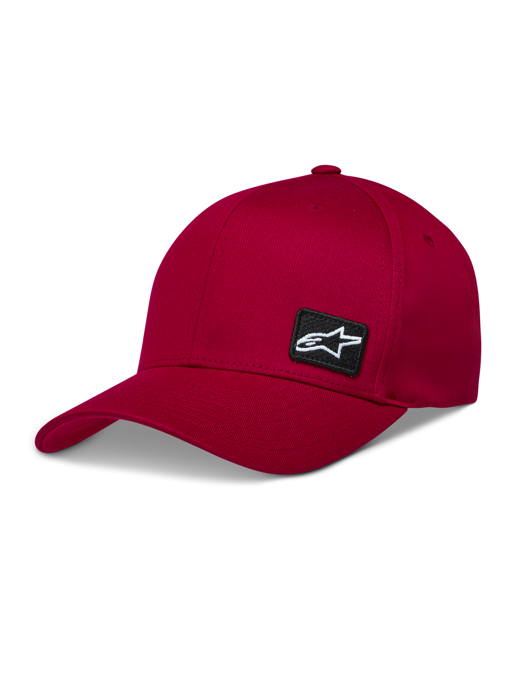 Alpinestars Pivot Kappe, Sportswear Baseball-Kappe in Dunkelrot mit gebogenem Schirm und Astars Logo-Patch.