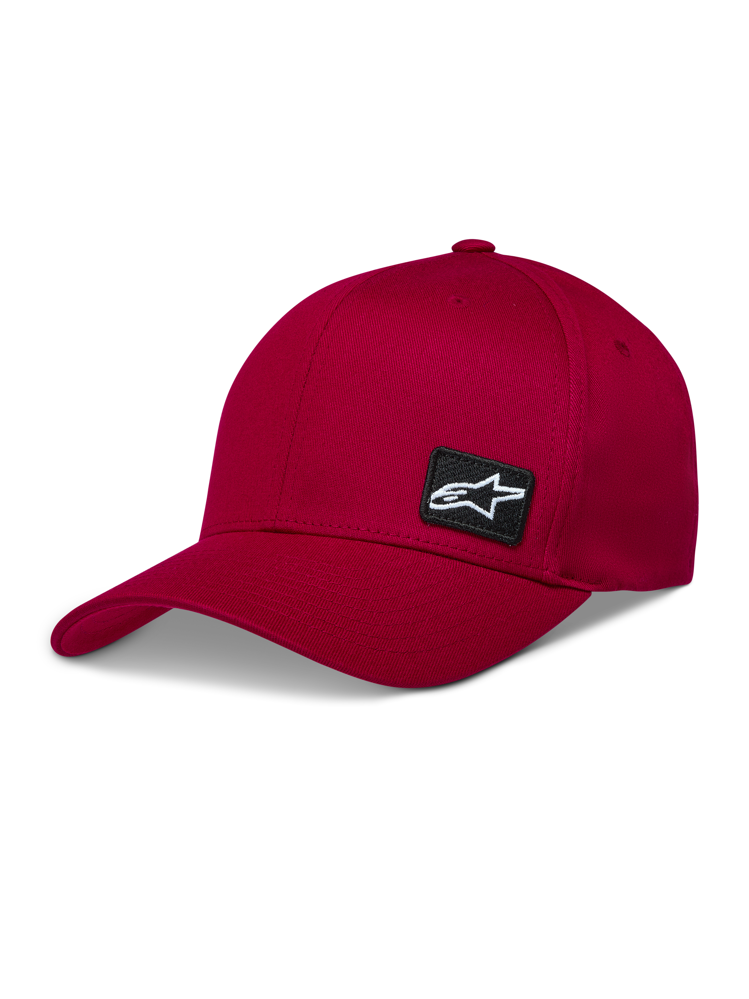 Alpinestars Pivot Kappe, Sportswear Baseball-Kappe in Dunkelrot mit gebogenem Schirm und Astars Logo-Patch.