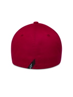 Alpinestars Pivot Kappe in Dunkelrot, Rückansicht aus Twill mit Flex-Rückseite und hinterem Astars-Logo.