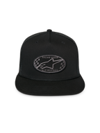 Alpinestars Contender Trucker Hat, Black, Structured Snapback Cap with Flat Bill, Front Oval Astars Logo Checkers Embroidery Patch, Mesh Back, Casual Sportswear Headwear