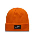 Alpinestars Augment Cuff Mütze in Orange mit schwarzem Astars-Logo-Patch und Jersey-Stich-Konstruktion.