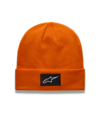 Alpinestars Augment Cuff Mütze in Orange mit schwarzem Astars-Logo-Patch und Jersey-Stich-Konstruktion.