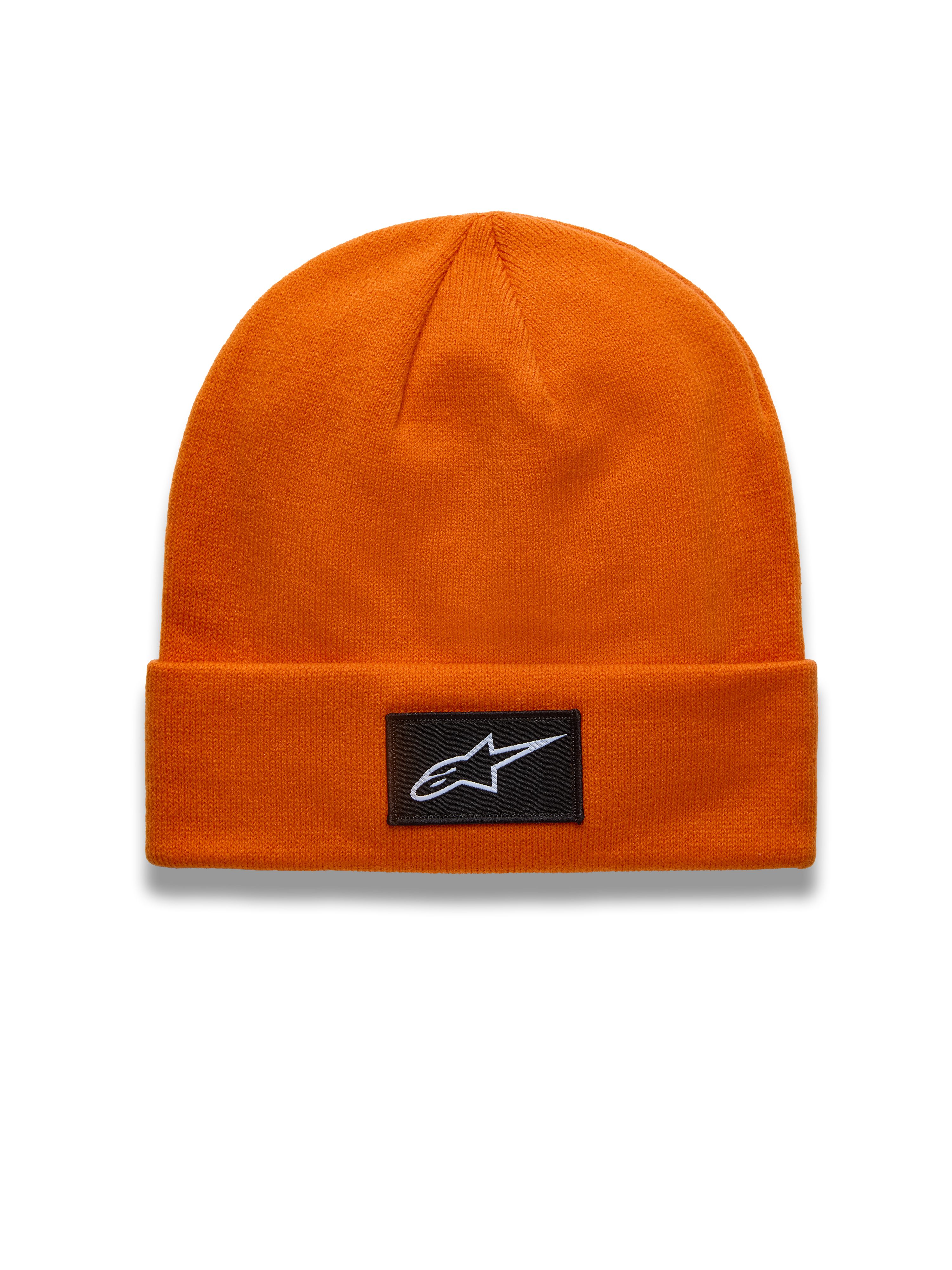 Alpinestars Augment Cuff Mütze in Orange mit schwarzem Astars-Logo-Patch und Jersey-Stich-Konstruktion.