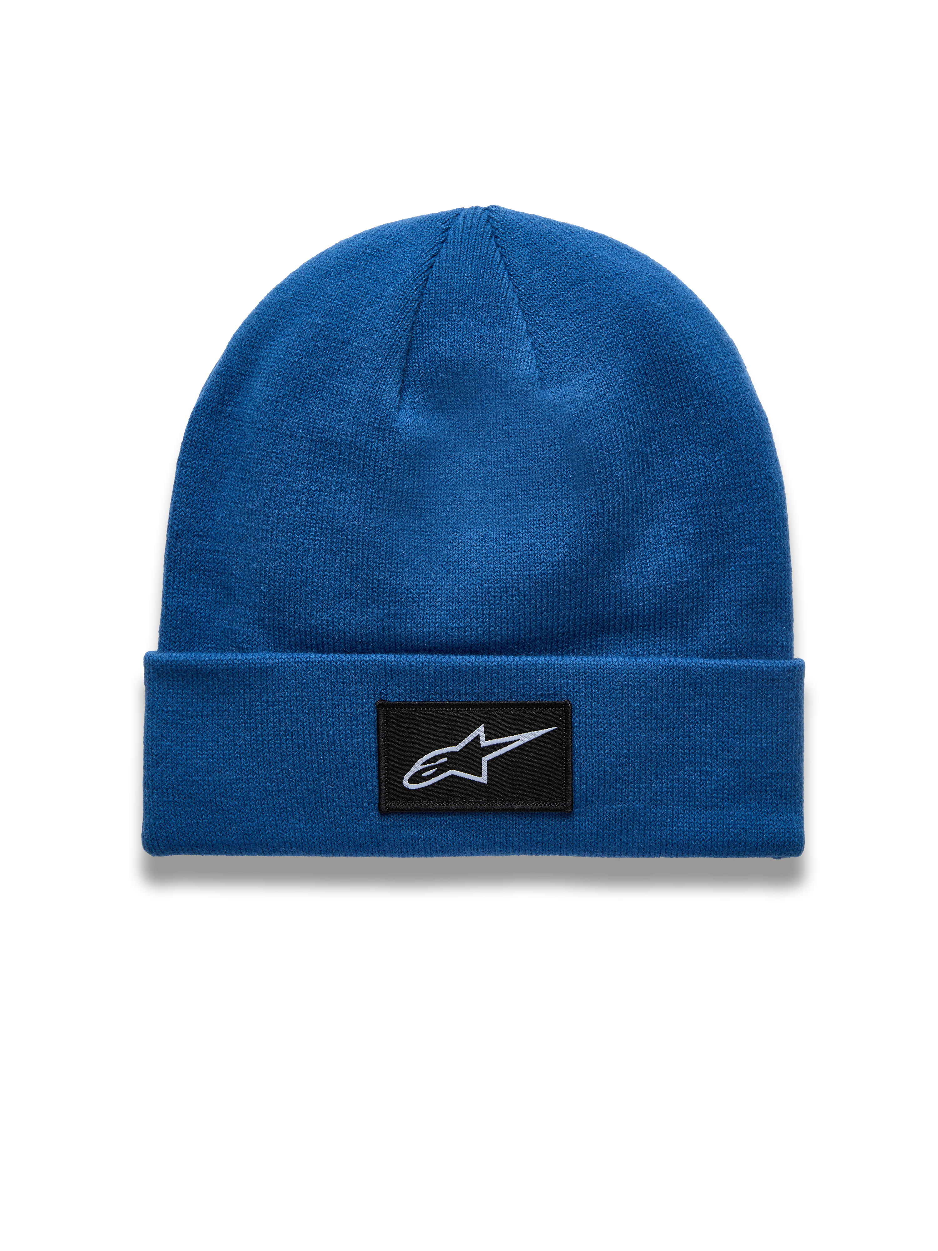 Alpinestars Augment Cuff Mütze, Sportswear-Strickmütze, Blau, mit Astars Logo-Patch und Jersey-Stich-Konstruktion.