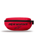 Alpinestars Only Linear Hüfttasche, kleine Gürteltasche, Rot, mit schwarzem Alpinestars-Schriftzug und Stern-Logo, vertikaler Reißverschluss, strapazierfähiges 600D Polyester, urbaner Streetwear-Stil