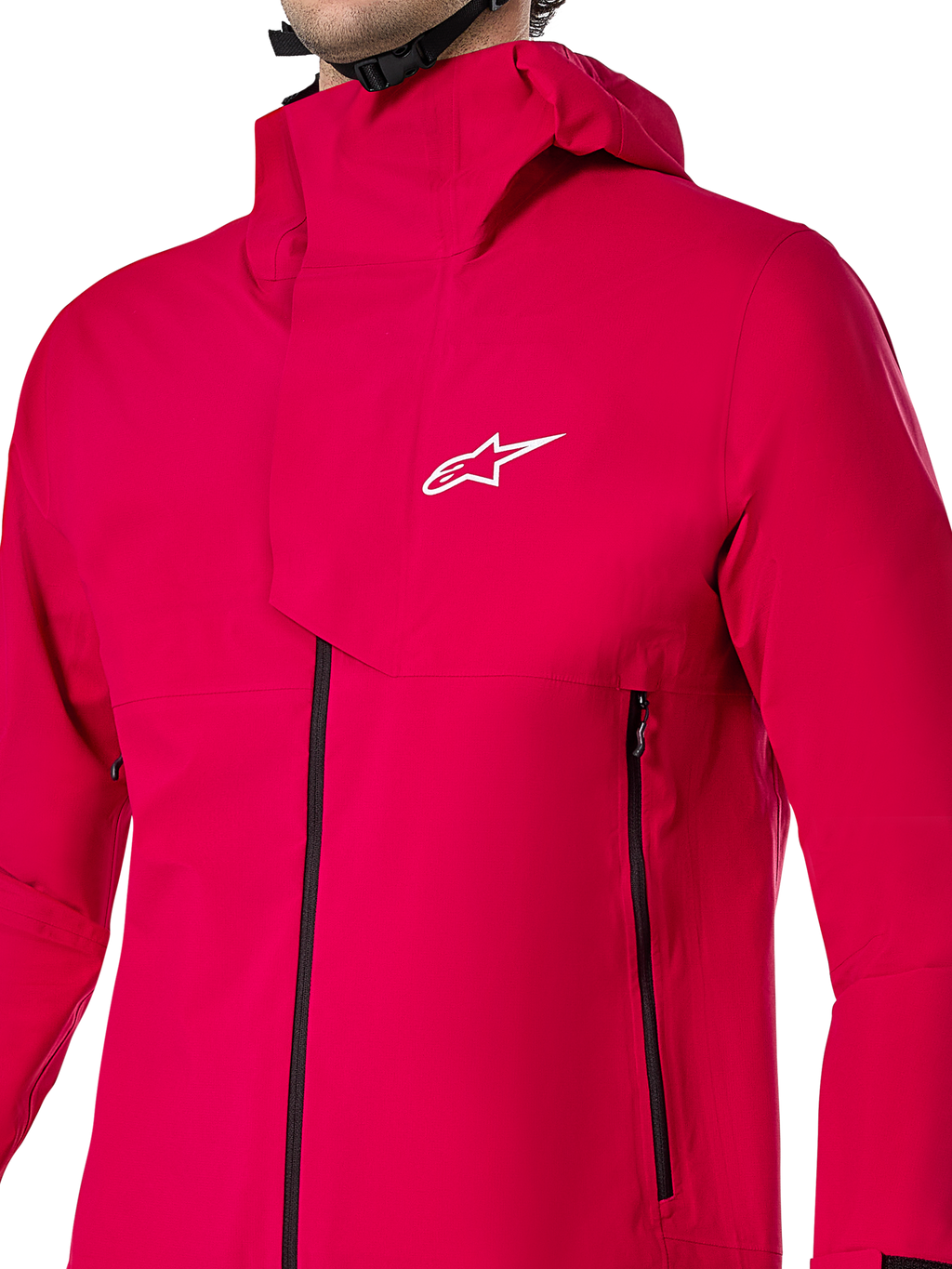 Alpinestars A-Dura Elite Waterproof Jacket, MTB Rain Jacket, Red Fluo, technical 3-layer ripstop construction with over-the-helmet hood and front storm flap, high-performance cycling gear for all-weather trail riding