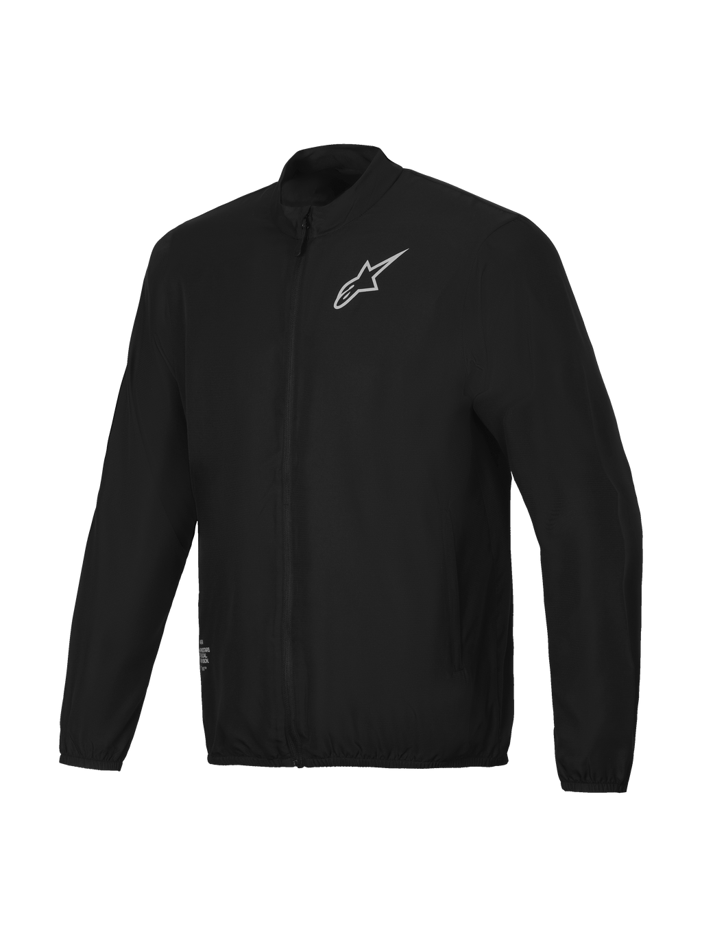 Alpinestars A-Aria winddichte Jacke, leichte Mountainbike- und Radsport-Jacke für Herren in Schwarz, durchgehender Reißverschluss mit Stehkragen und charakteristischer Logo-Branding