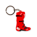 Alpinestars Tech 10 Stiefel-Schlüsselanhänger, 3D-Miniatur-Motocross-Stiefel, Rot mit schwarzen und weißen Akzenten, silberner Metallring, detailliertes Rennstiefel-Design, Motorsport-Zubehör