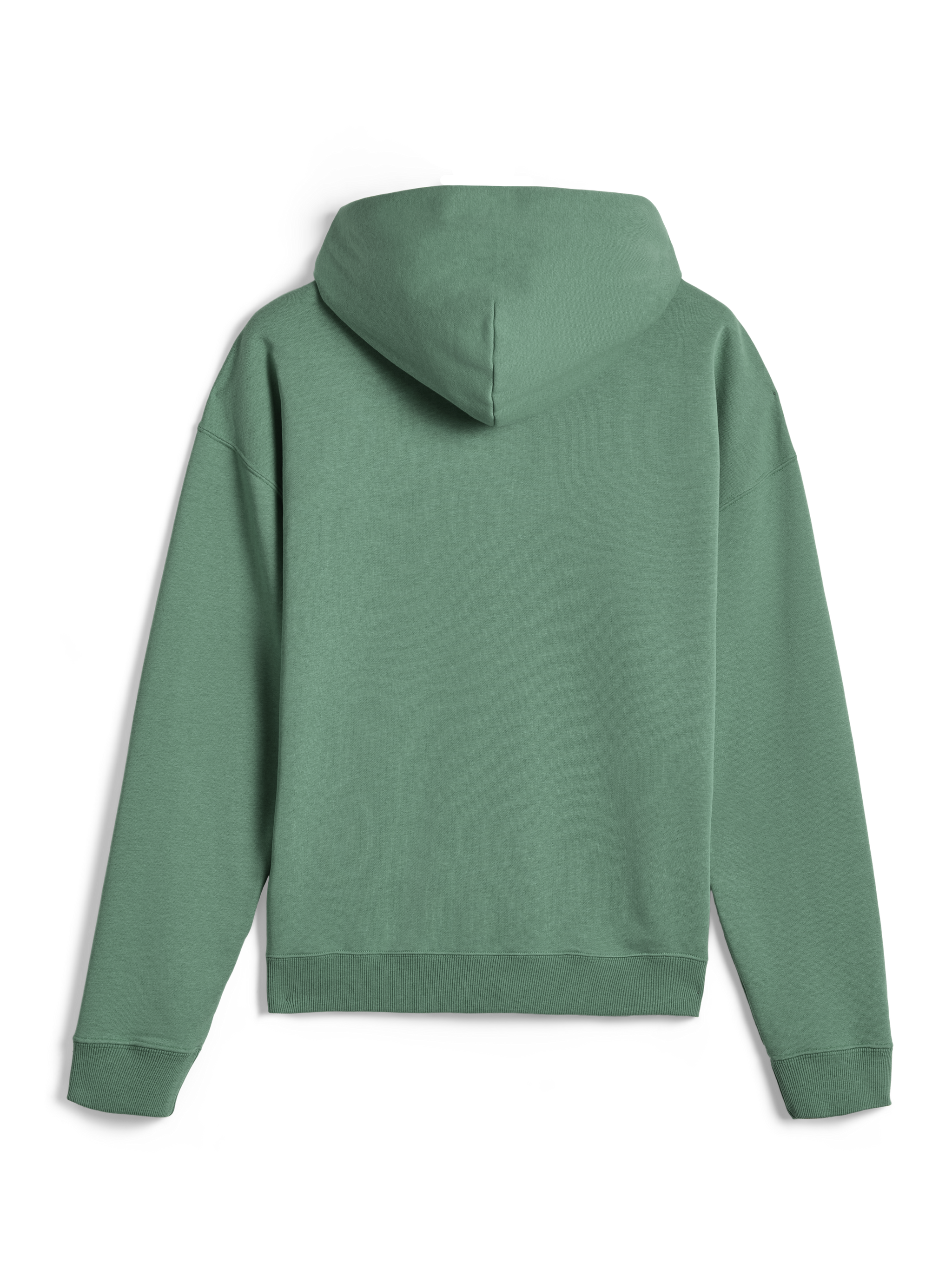 Alpinestars Essentials Ageless Zip Hoodie, casual streetwear, Cactus Green, back view showing relaxed fit and ribbed cuffs, premium 330 gsm compact fleece