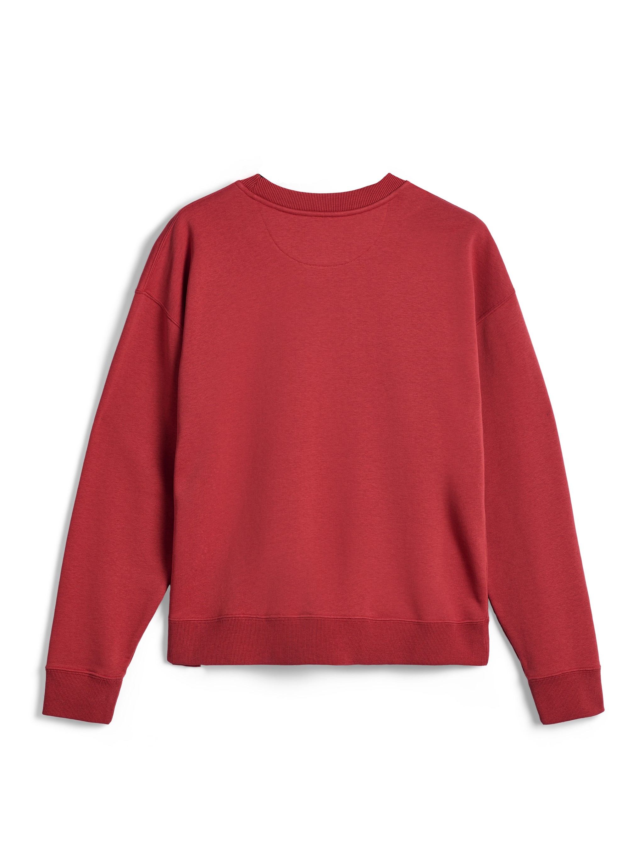 Alpinestars Essentials Ageless Crew, Crewneck Sweatshirt, Brick Red, back view showing ribbed cuffs and hem, premium compact fleece for casual sportswear comfort.