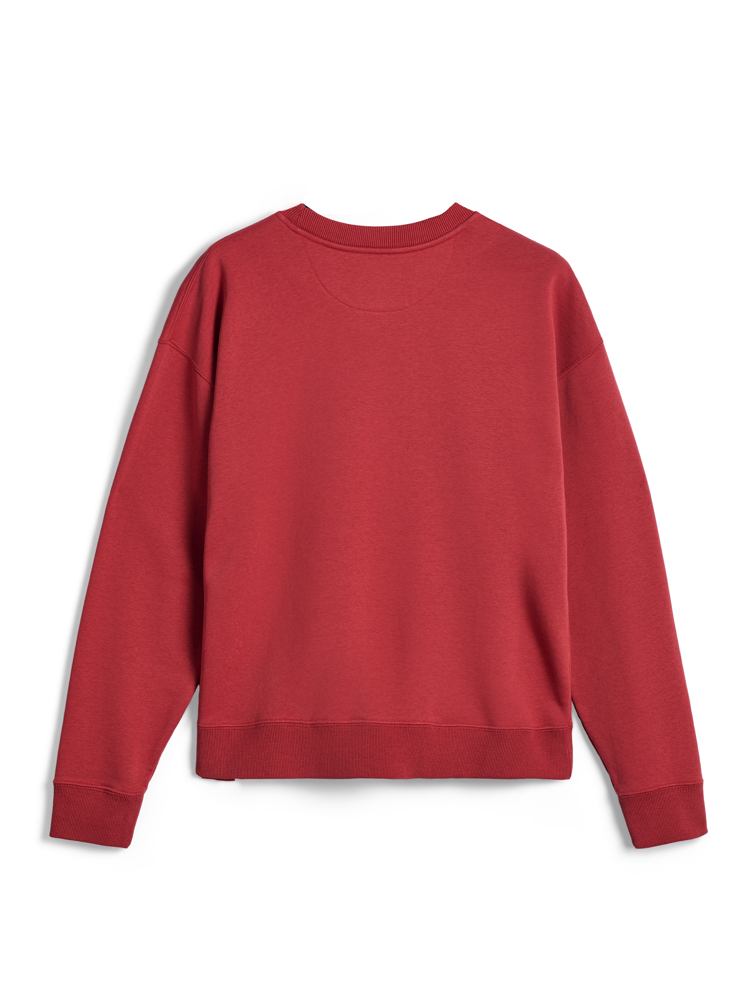 Alpinestars Essentials Ageless Crew, Crewneck Sweatshirt, Brick Red, back view showing ribbed cuffs and hem, premium compact fleece for casual sportswear comfort.