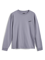 Alpinestars Essentials Ageless LS Tee, Langarmshirt, Silber, mit kleinem schwarzen Alpinestars-Logo auf der Brust, entspannte Passform, lässige Motorsport-Streetwear
