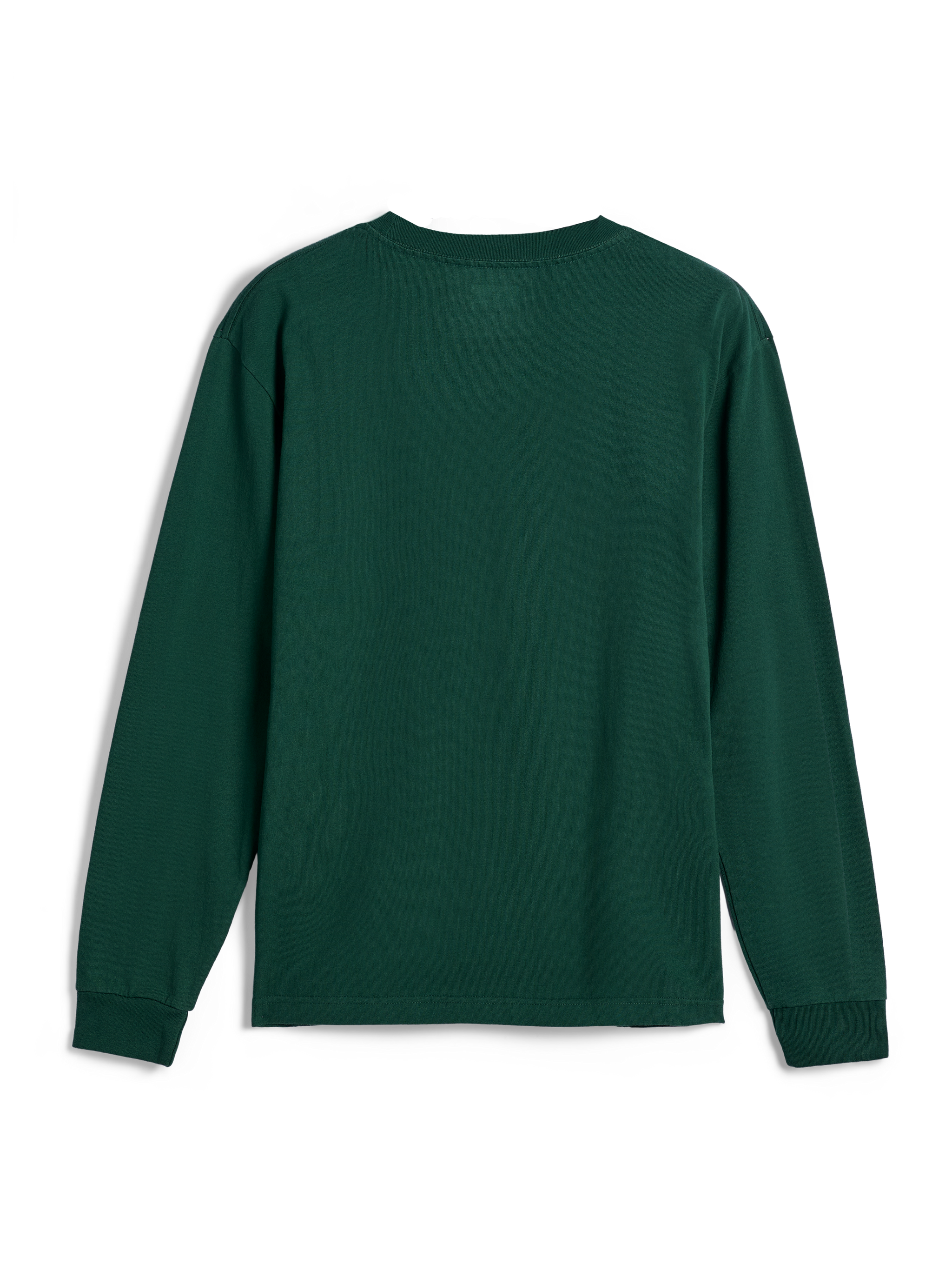 Alpinestars Essentials Ageless LS Tee, Langarmshirt, Pine Green, Rückansicht, einfarbiges Grün mit geripptem Rundhalsausschnitt und Ärmelbündchen, entspannte zeitgemäße Passform, lässige Streetwear