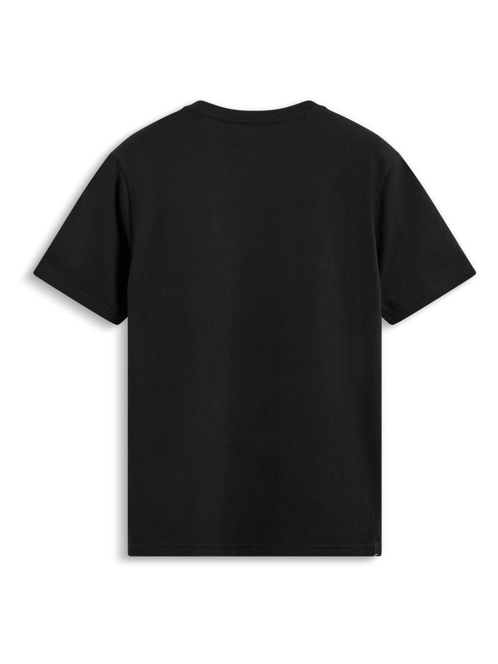 Alpinestars Shaded CSF Tee, Kurzarm-T-Shirt, Schwarz, Rückansicht zeigt schlichtes Design mit kleinem externen Etikett am Saum, lässige Motorsport-inspirierte Streetwear