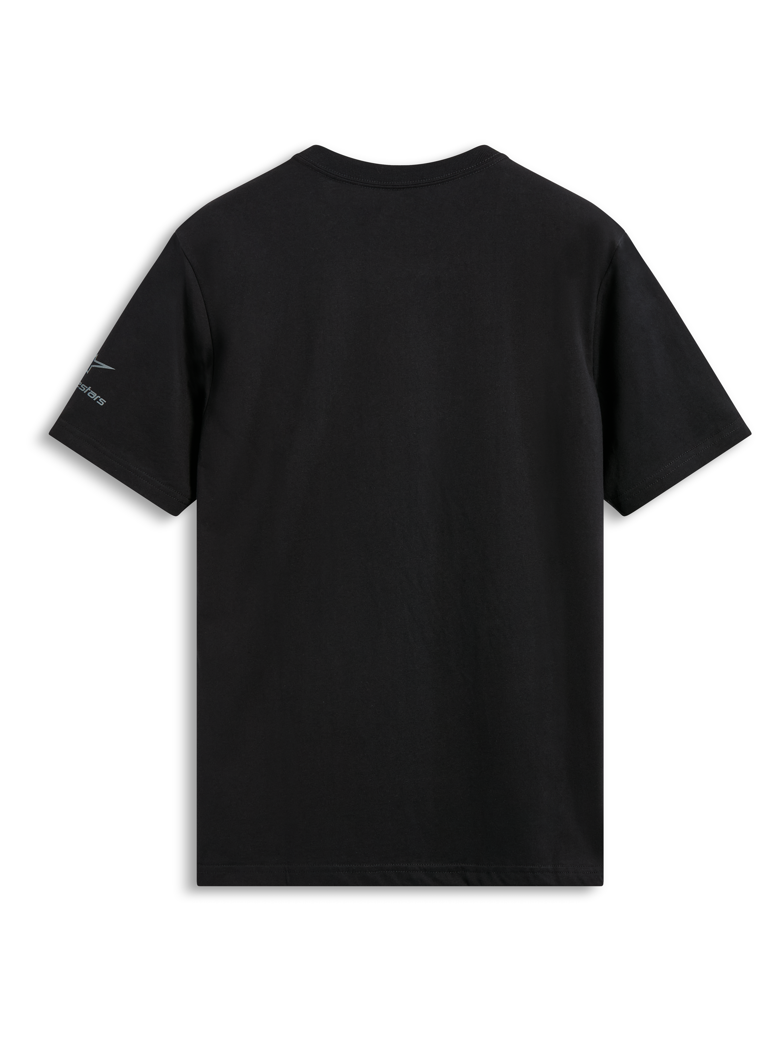 Alpinestars Global CSF Tee, Kurzarm-T-Shirt, Schwarz, Rückansicht mit kleinem Logo auf dem linken Ärmel, lässige Motorsport-Streetwear