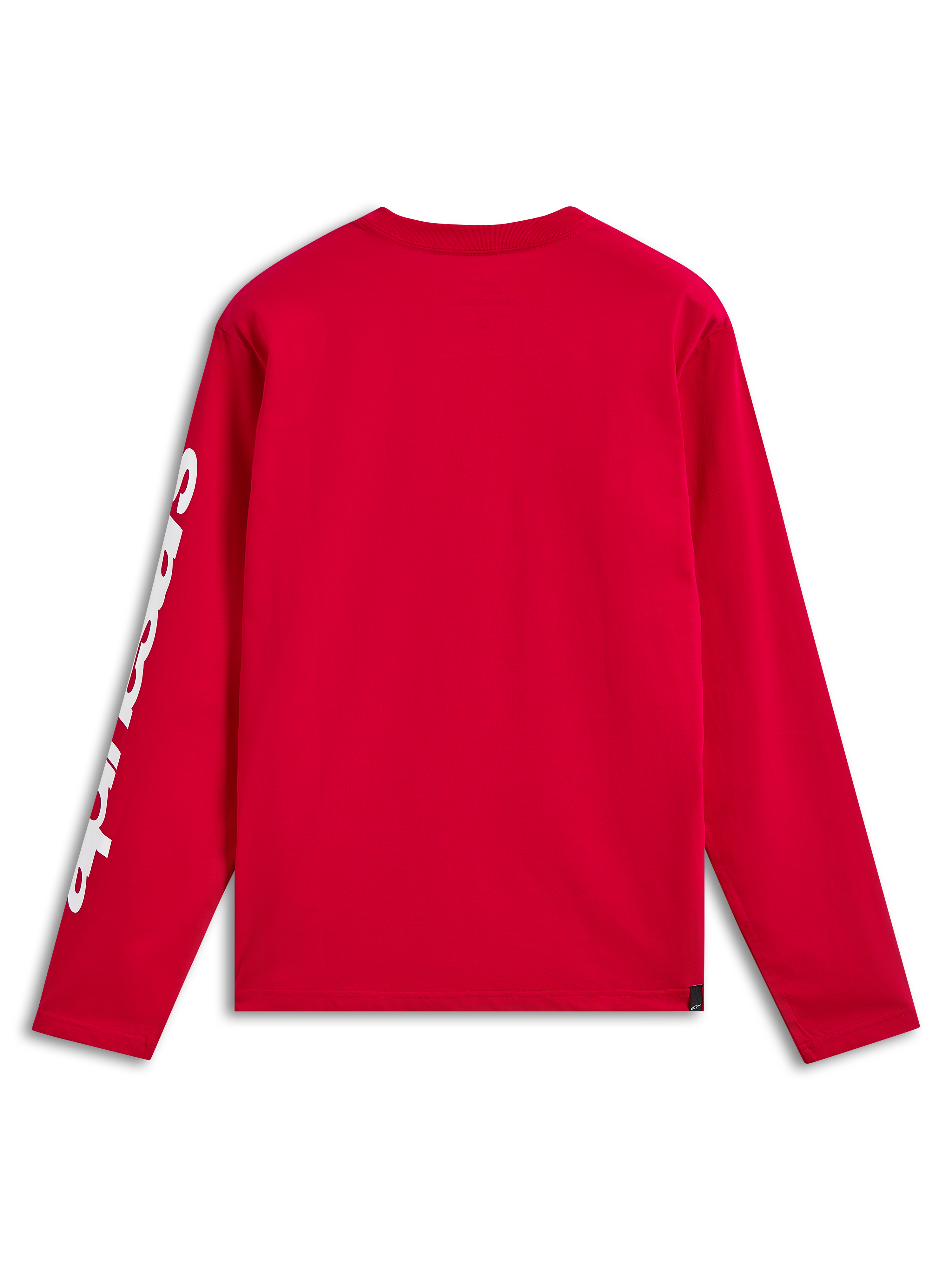 Alpinestars Trackside CSF Tee, Langarmshirt, Rot, Rückansicht mit weißem Branding am Ärmel, lässige vom Motorsport inspirierte Streetwear