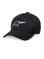 Alpinestars Ageless Reflex Wasserdichte Mütze, Schwarze Baseball-Kappe, Gebogener Schirm, Silbernes reflektierendes Astars-Logo, Strukturierte Krone, Wasserdichtes technisches Material, Lässige Motorsport-Kopfbedeckung