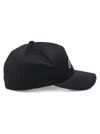 Alpinestars Ageless Reflex Waterproof Hat, Schwarz, Seitenansicht, gebogener Schirm mit strukturierter Krone, technisches wasserdichtes Material mit reflektierendem Logo, lässige Performance-Kopfbedeckung