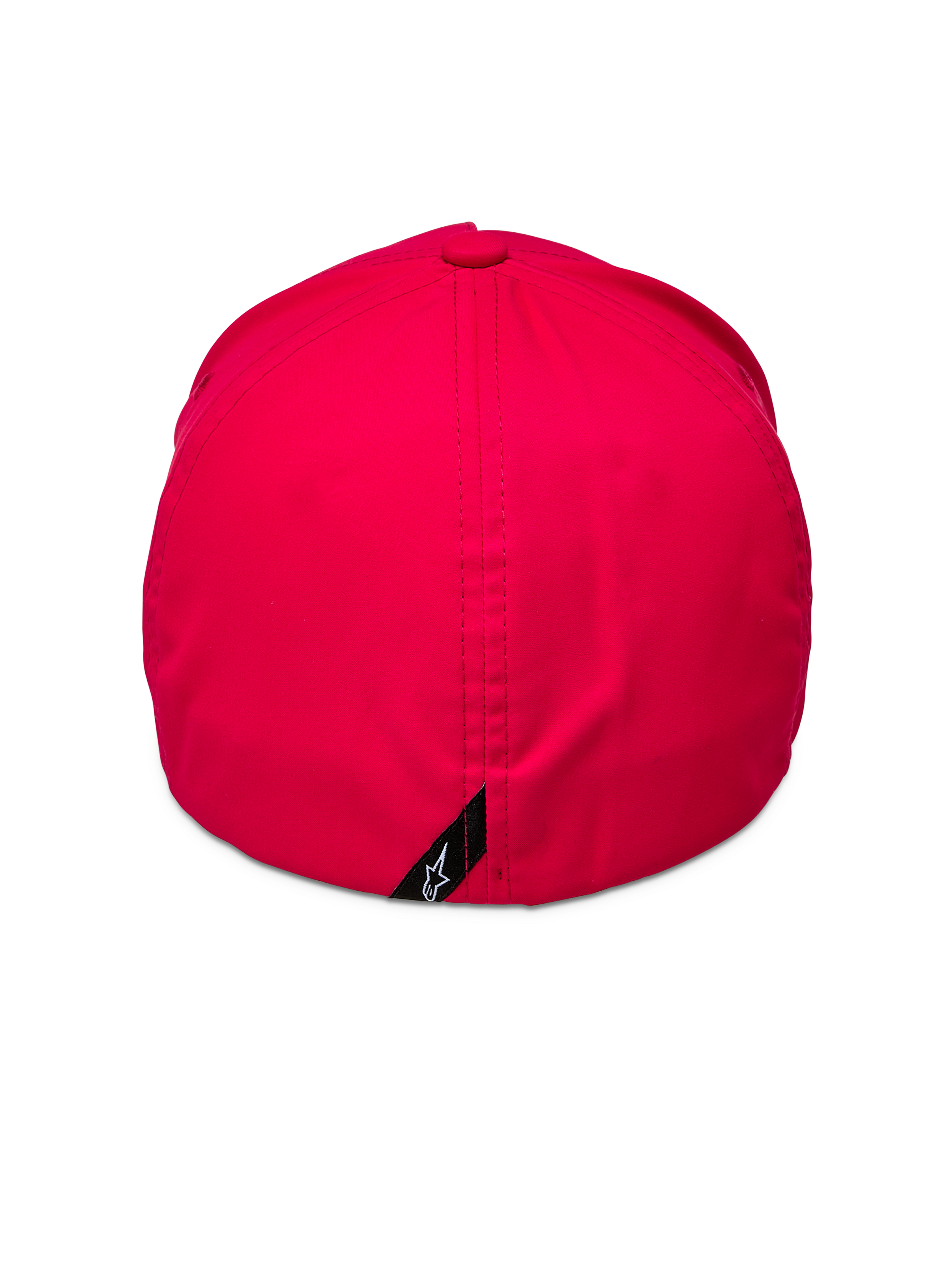 Alpinestars Ageless Reflex Waterproof Kappe, Rot, Rückansicht mit geschlossenem Flex-Fit-Design, vertikale Naht, kleines schwarzes Etikett mit weißem Astars-Logo, wasserdichtes Performance-Gewebe