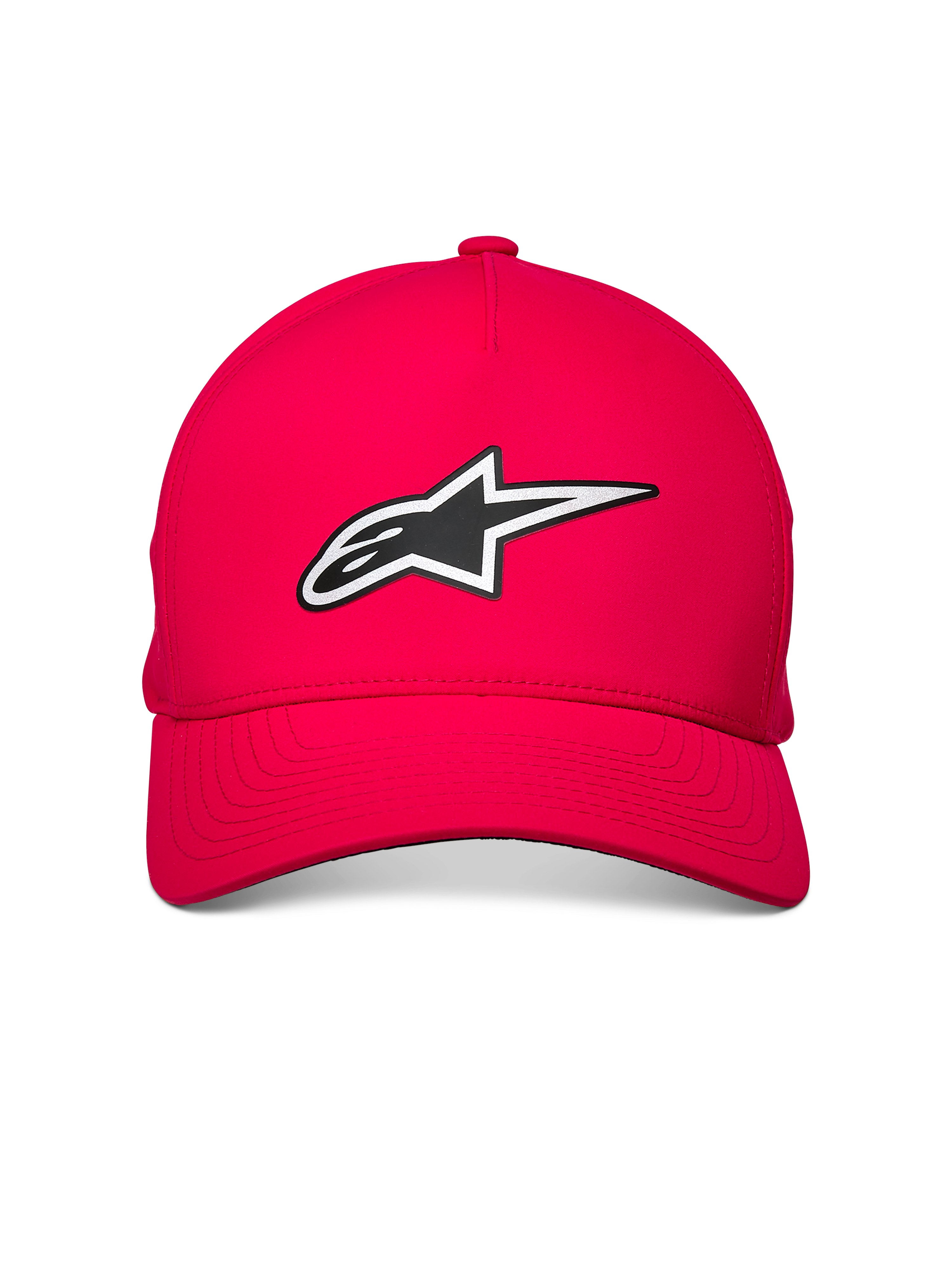 Alpinestars Ageless Reflex Waterproof Hat, Rot, mit reflektierendem Astars-Logo auf der Vorderseite, gebogenem Schirm und strukturierter Krone, wasserdichtes Tech-Gewebe für lässigen Motorsport-Stil