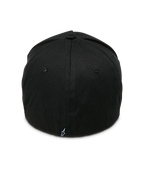 Alpinestars Ride Sonic Hat, Black and White, rear view featuring structured crown and flex-back construction, small white star logo tag, casual motorsport-inspired headwear