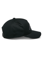 Alpinestars Ageless Snapback Hat, Black Charcoal, side profile view, structured crown with a curved bill, adjustable snapback, casual motorsport-inspired headwear