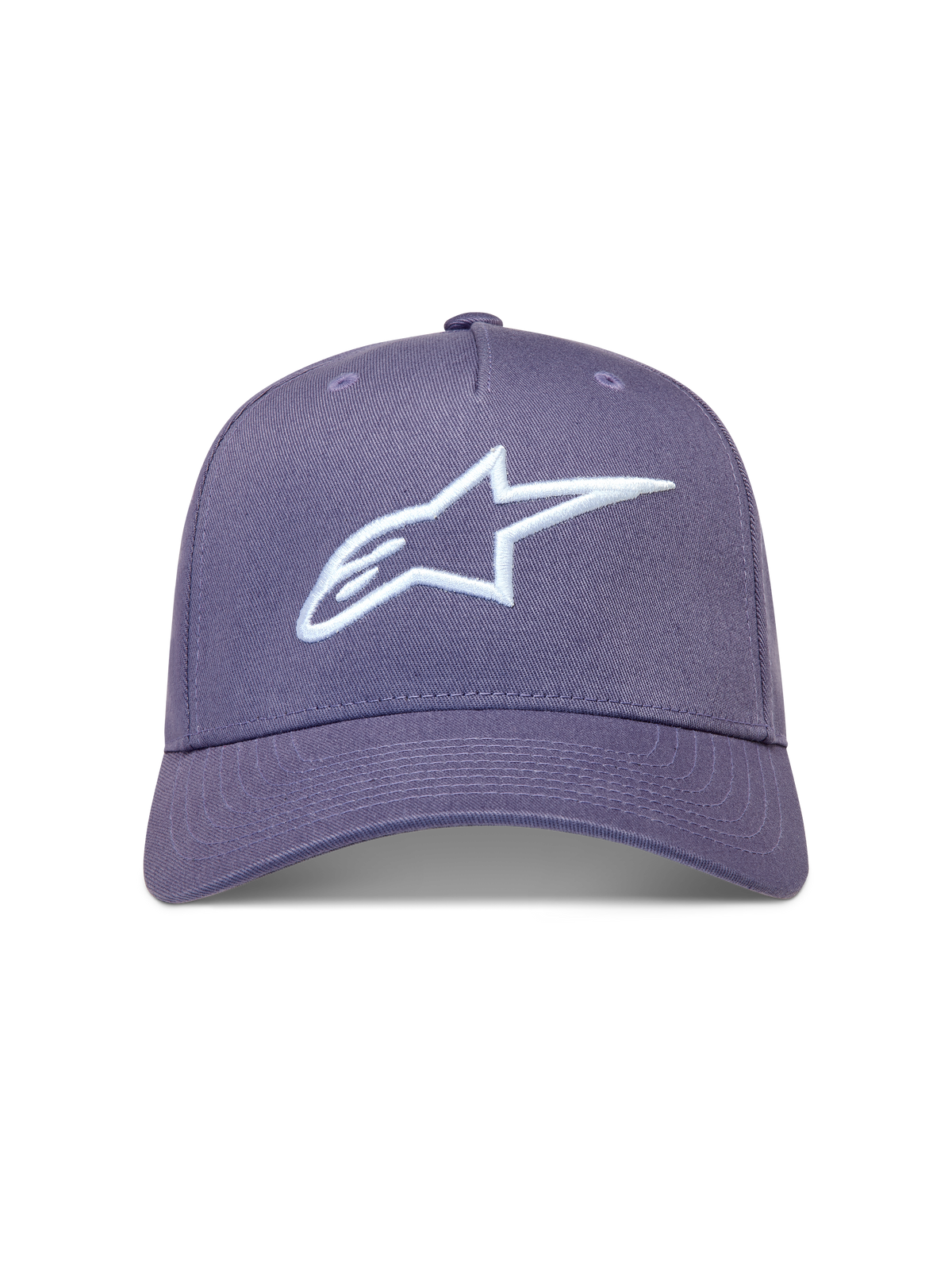 Alpinestars Ageless Snapback Kappe in Lila mit weißer 3D-Astars-Logo-Stickerei, strukturierte Krone und Schirm aus Twill.