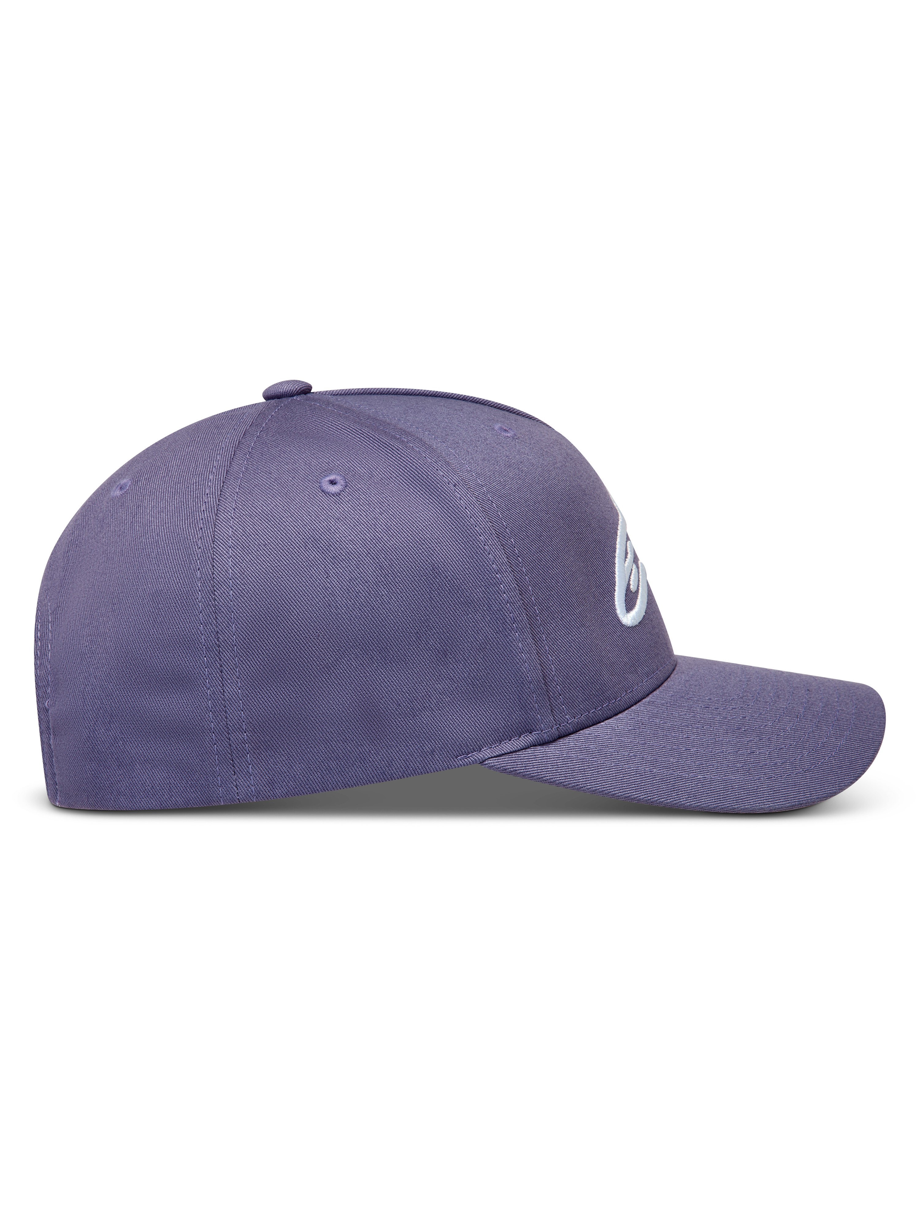 Alpinestars Ageless Snapback Kappe, Lila, Twill-Gewebe mit gebogenem Schirm, strukturierter Krone und 3D-Logo-Stickerei.