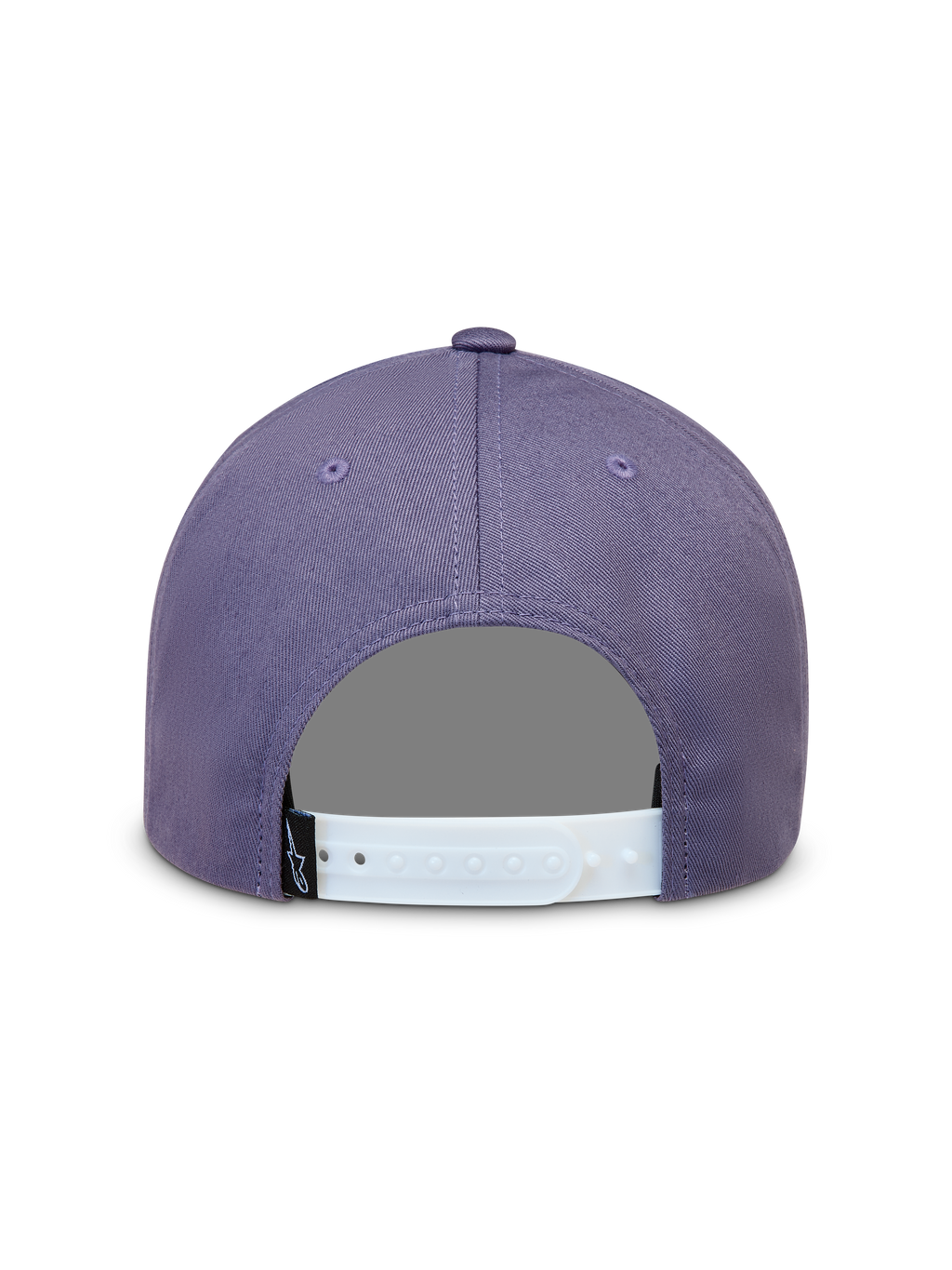 Alpinestars Ageless Snapback Kappe in Lila, Rückansicht mit weißem Snapback-Verschluss und schwarzem Astars-Logo-Etikett.