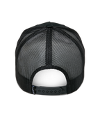Alpinestars Ageless Trucker-Mütze, Schwarz, Rückansicht, mit schwarzen Mesh-Einsätzen hinten, verstellbarem Snapback-Verschluss und kleinem Astars-Logo-Label auf der Rückseite, lässige, vom Motorsport inspirierte Kopfbedeckung