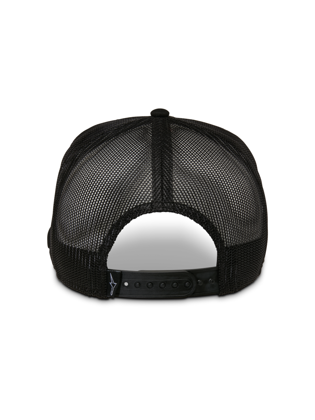Alpinestars Control Trucker-Mütze, Rückansicht, Schwarz, mit atmungsaktiven Mesh-Einsätzen und verstellbarem Snapback-Verschluss, lässige Motorsport-Kopfbedeckung