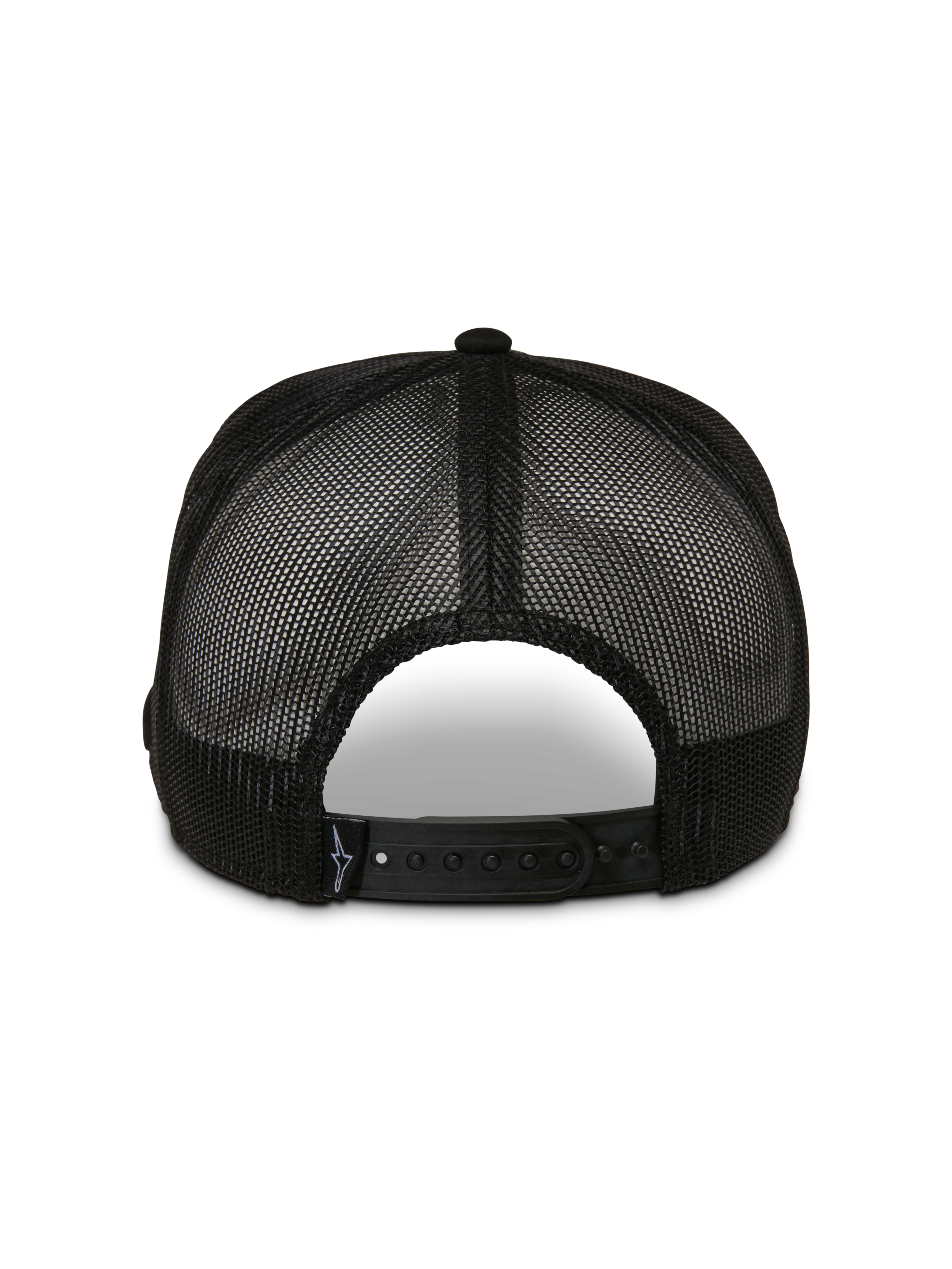 Alpinestars Control Trucker-Mütze, Rückansicht, Schwarz, mit atmungsaktiven Mesh-Einsätzen und verstellbarem Snapback-Verschluss, lässige Motorsport-Kopfbedeckung