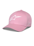 Alpinestars Ageless Multi Hat, Pinke Baseball-Cap, Gebogener Schirm, Weißes 3D Astars-Logo, Strukturierte Krone, Lässige Sportbekleidung