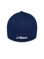 Alpinestars Ageless Multi Hat, Navy Blue baseball cap, back view featuring white embroidered Astars logo, structured crown with stitched panels, casual motorsport-inspired headwear