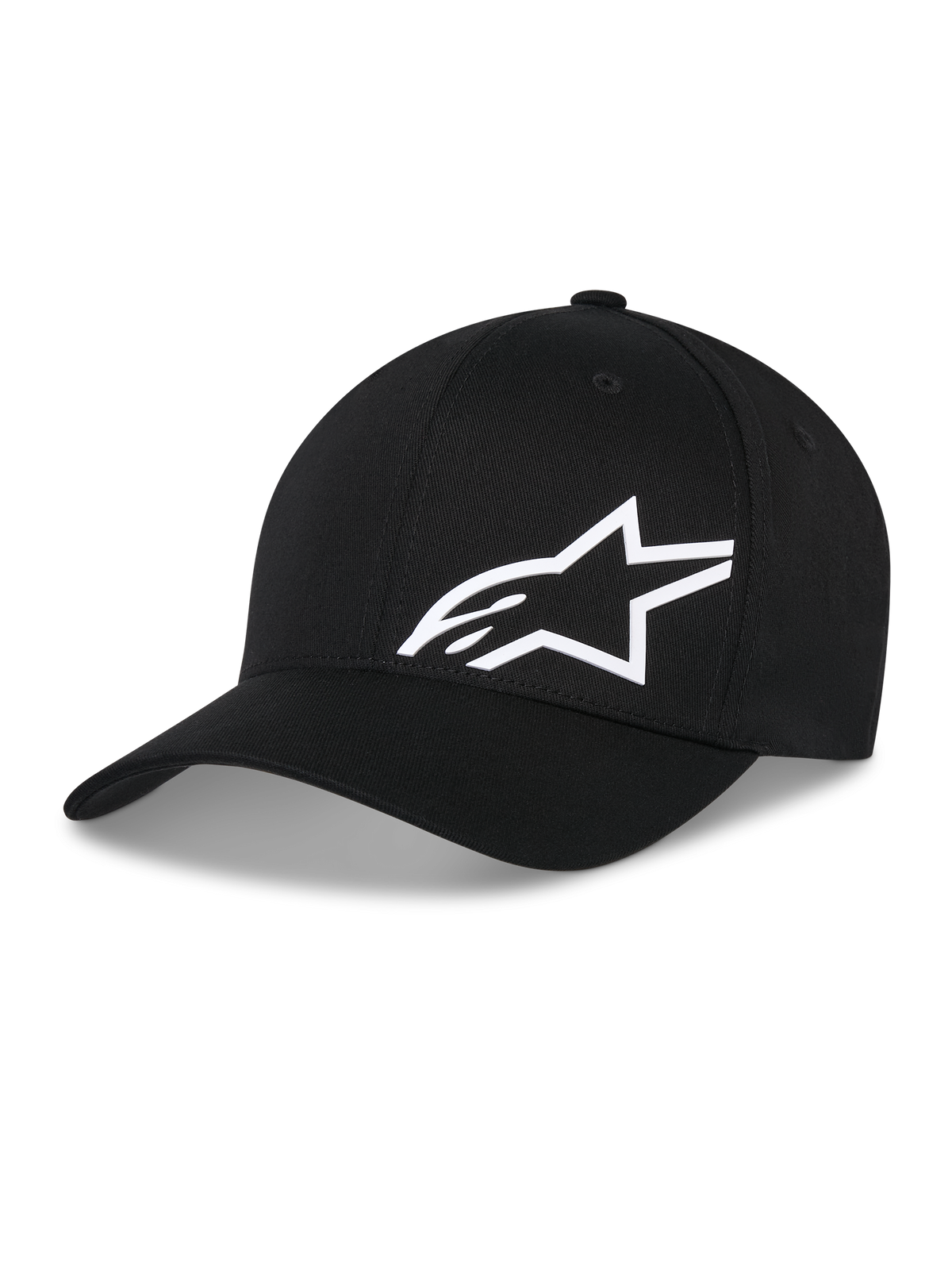 Alpinestars Corp Shift Multi Kappe, schwarze Baseball-Kappe mit weißem 3D-Astars-Logo, gebogener Schirm, strukturierte Krone, lässige, vom Motorsport inspirierte Kopfbedeckung