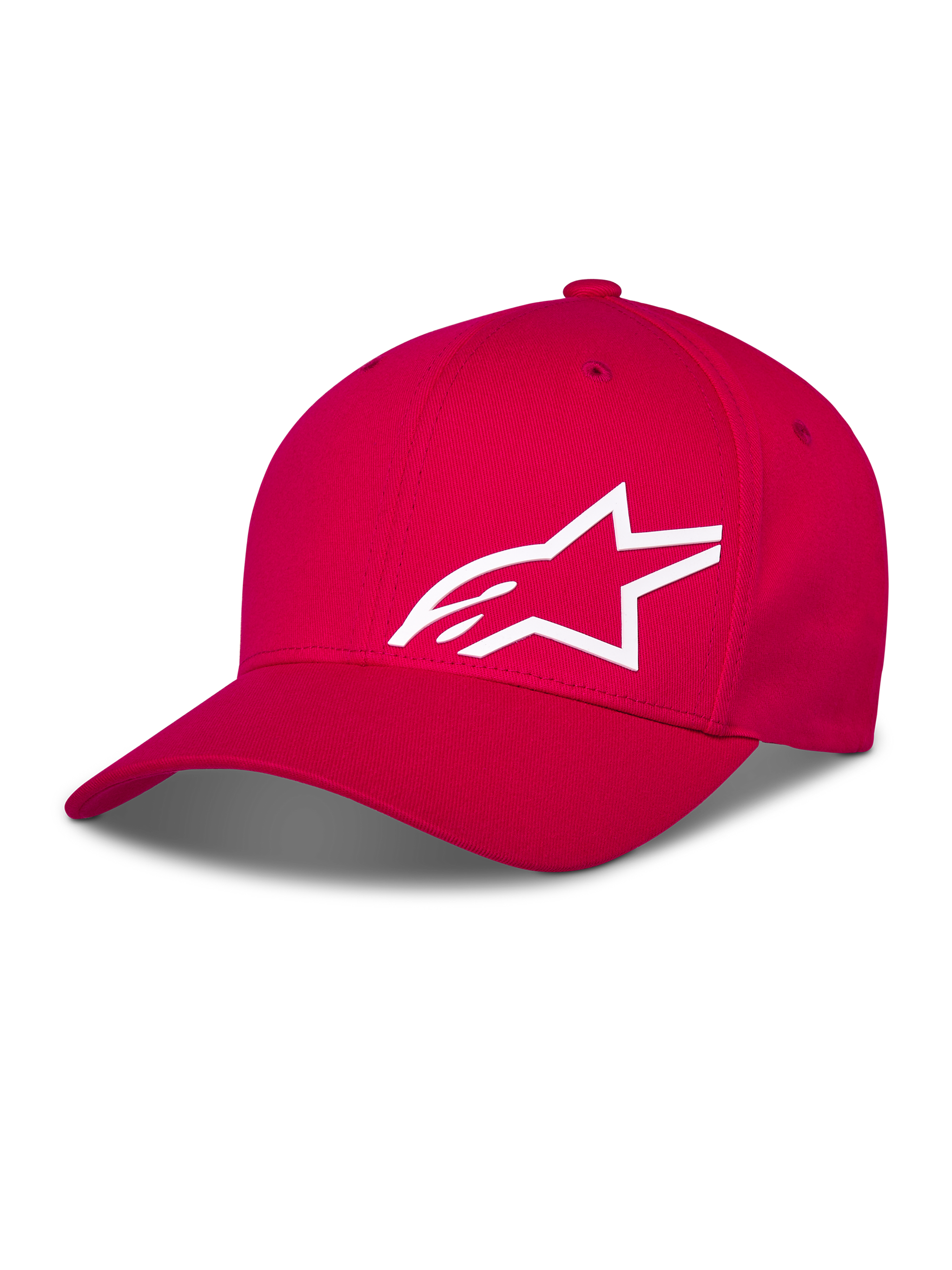 Alpinestars Corp Shift Multi Hat, rote Baseball-Kappe, weißes 3D-Druck Astars-Logo auf der Vorderseite, gebogener Schirm mit strukturierter Krone, lässige Motorsportbekleidung