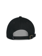 Alpinestars Deduce Strapback Hat, Black, Rear view featuring adjustable strap closure with metal buckle and small logo label, casual cotton twill cap