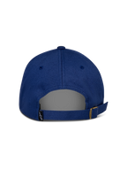 Alpinestars Deduce Strapback Mütze, Blau, Rückansicht mit verstellbarem Riemenverschluss und Metallschnalle, kleines schwarzes Astars-Logo-Etikett, lässige Baumwoll-Twill-Konstruktion
