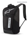 Alpinestars Defcon V3 Rucksack, 13,6 l Sportswear-Alltagsrucksack in Schwarz und Weiß mit gedrucktem Astars-Logo und -Branding, Fronttasche mit Reißverschluss und gepolsterten Schultergurten.