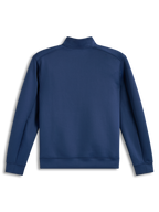 Alpinestars Apera Half-Zip Sweatshirt, Fleecepullover in Stahlblau, Rückansicht mit tonalem Schulter-Logo, Motorsport-Sportswear