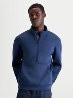 Alpinestars Apera Half-Zip-Sweatshirt, Sportswear-Pullover für Herren, Blau, aus Tri-Blend-Fleece mit Halbreißverschluss und Kängurutasche, tonales Alpinestars Branding für einen sportlichen Casual-Look.