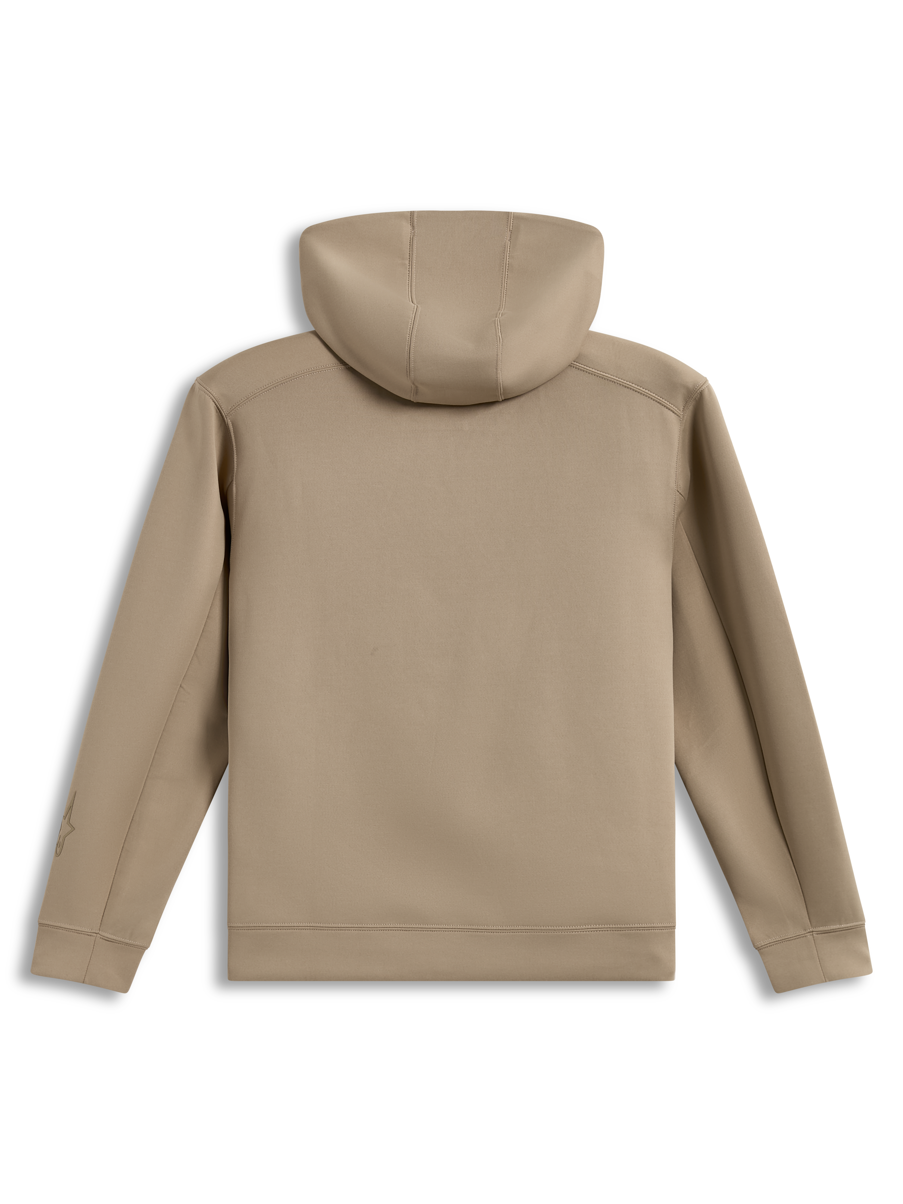 Alpinestars Datrix Hoodie, Sportswear-Kapuzenpullover in Braun, Tri-Blend-Fleece mit meshgefütterter Kapuze, Rückansicht.