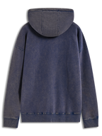 Alpinestars Infinite Washed Oversized Hoodie, Rückansicht des Herren-Kapuzenpullovers, Blau mit Snow-Wash-Finish, Fleece-Material, lässige Sportswear-Passform mit Rippbündchen am Saum.