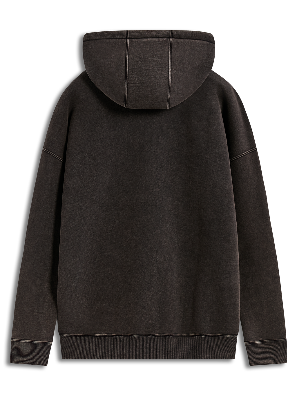 Alpinestars Infinite Washed Oversized Hoodie, Kapuzenpullover, gewaschenes Schwarz, Rückansicht mit Rippsaum, Snow-Wash-Fleece