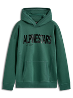 Alpinestars Shaw Oversized Hoodie in Grün, mit schwarzem strukturiertem Wortlogo, Kängurutasche und weichem Fleece-Material.