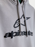 Alpinestars Prelude Oversized Hoodie, Kapuzenpullover für Lifestyle und Sportswear, Unisex, Grau und Schwarz, weiches Fleece mit Puff-Print-Logo und Stern-Grafik, flache Kordelzüge.