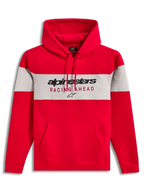 Alpinestars Cubic Hoodie, Kapuzenpullover aus Fleece mit Farbblock-Design in Rot und Grau, Logoschriftzug und Kängurutasche.